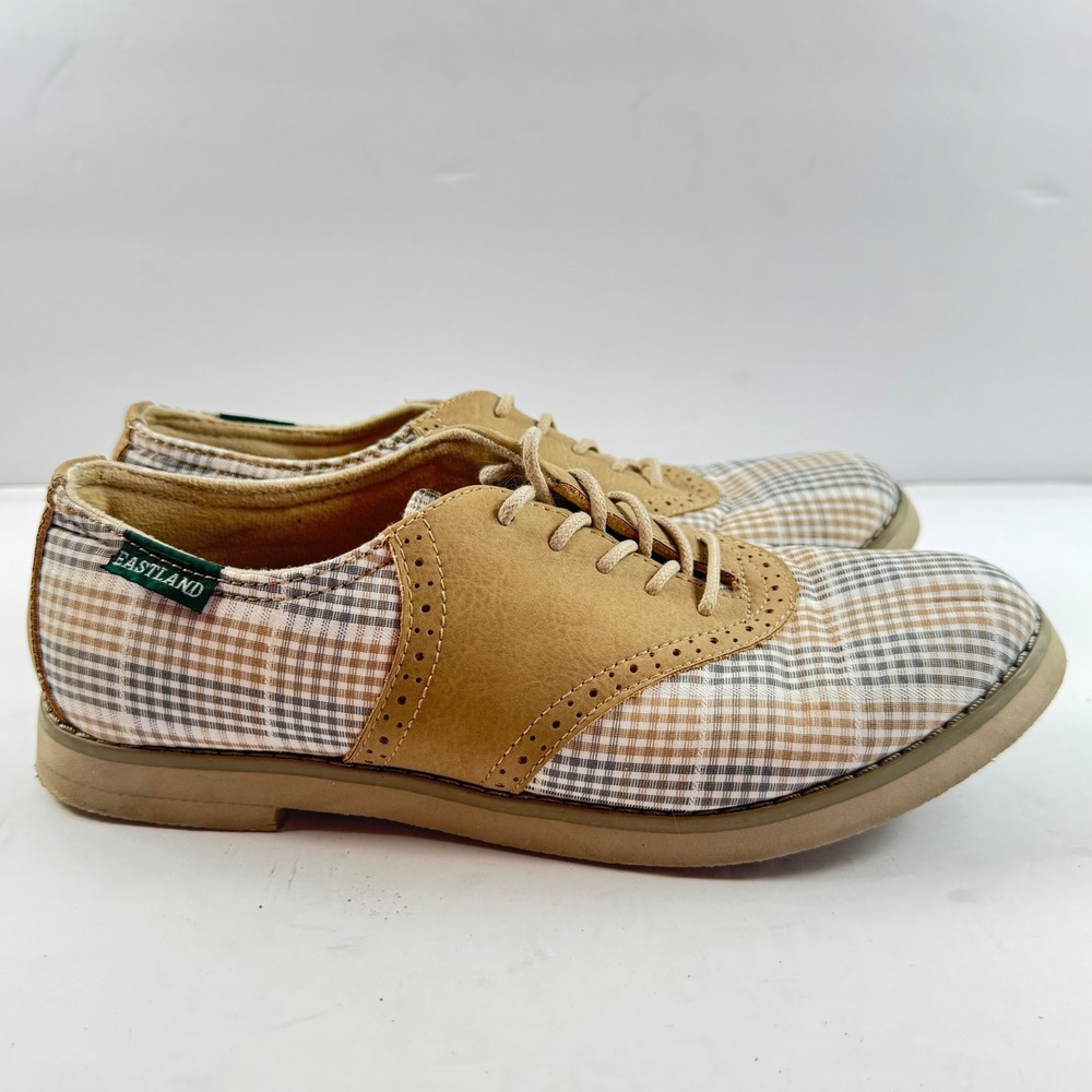 Eastland Sadie Tan Plaid Saddle Shoes Womens Size 7 M Lace Up Oxfords 3331-25 - Picture 3 of 9